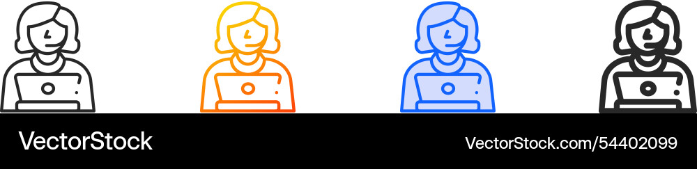 Operator iconthin linear gradient blue stroke Vector Image