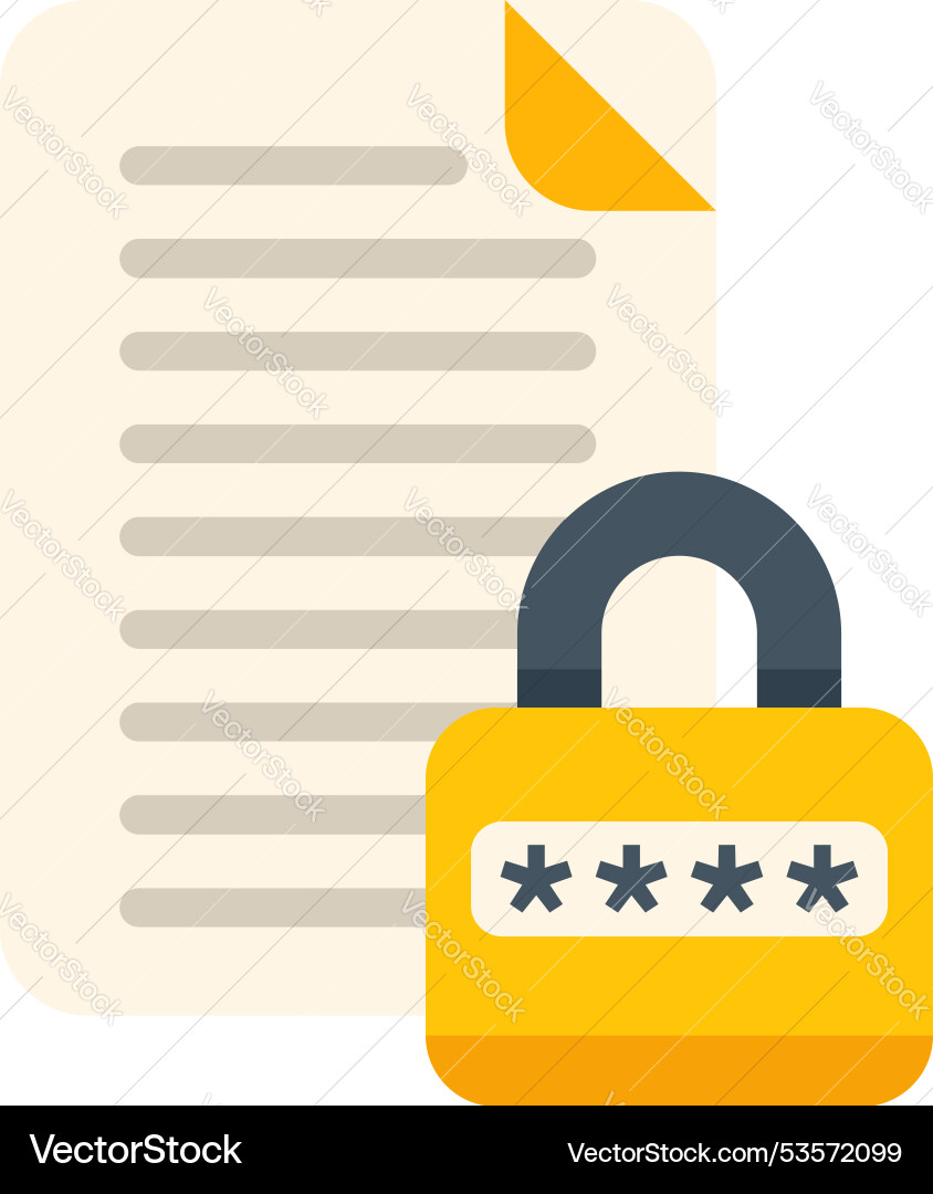 Padlock protecting document representing data Padlock protecting document representing data Vector Image