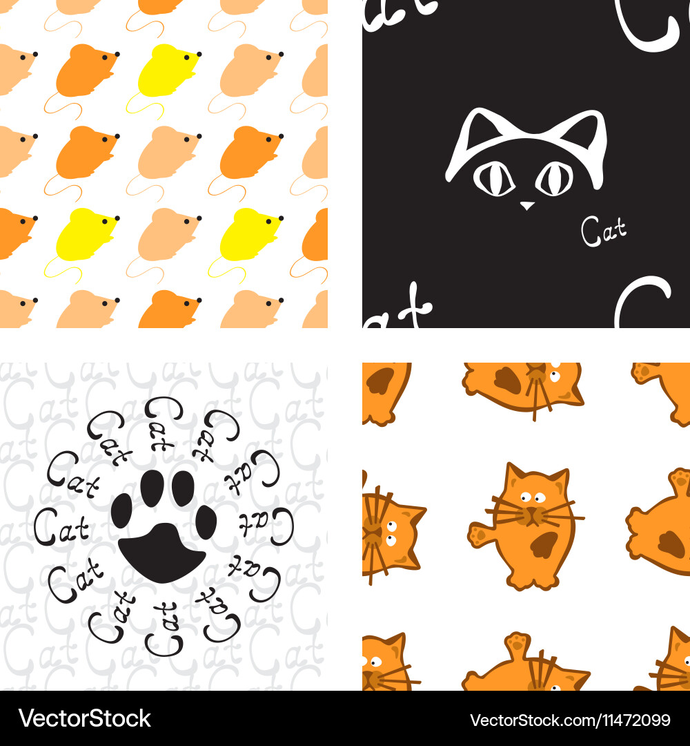 Pattern with cat and mouse Vector Image