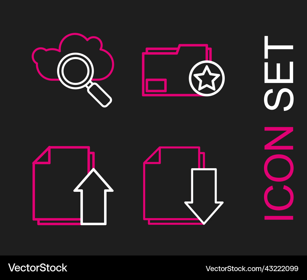 Set line document with download upload file Vector Image
