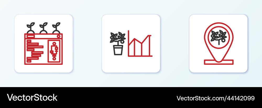 Set line location and tree smart farming Set line location and tree smart farming vector image