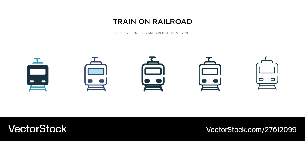 Train on railroad icon in different style two Train on railroad icon in different style two vector image