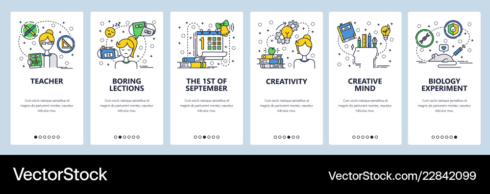 Web site linear art onboarding screens vector image