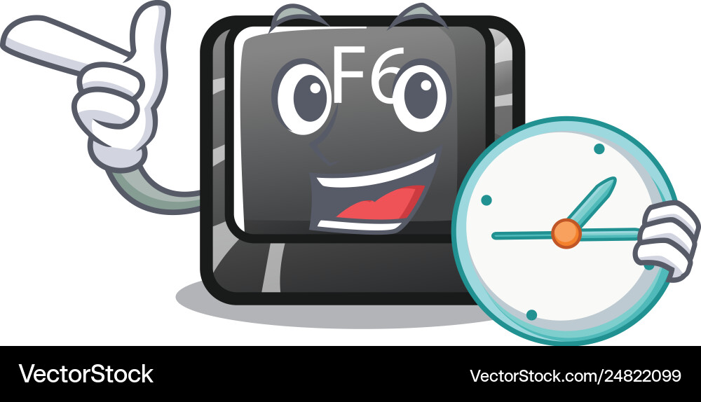 With clock button f6 isolated in mascot With clock button f6 isolated in mascot vector image