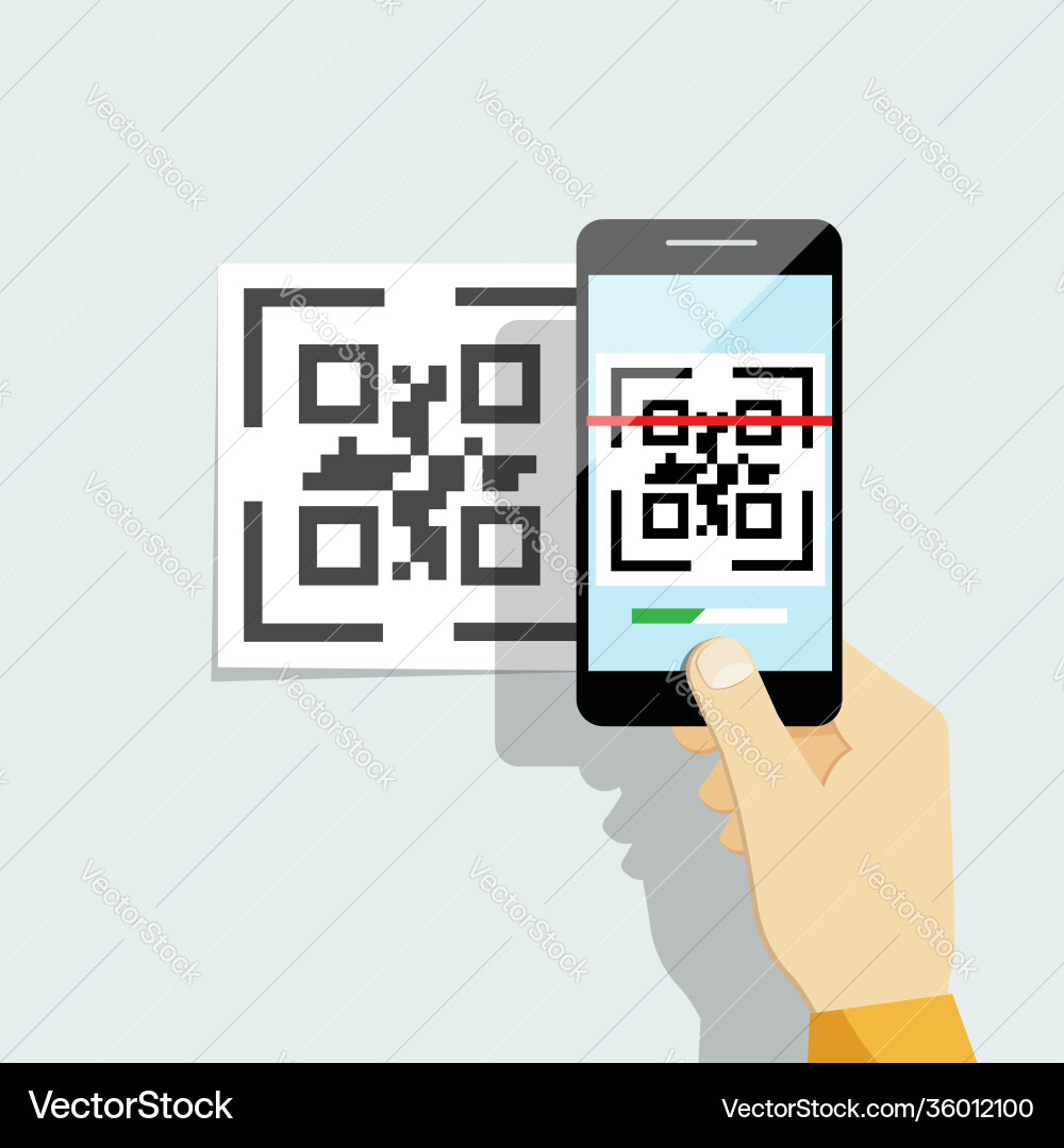 Capture qr code on mobile phone Capture qr code on mobile phone vector image