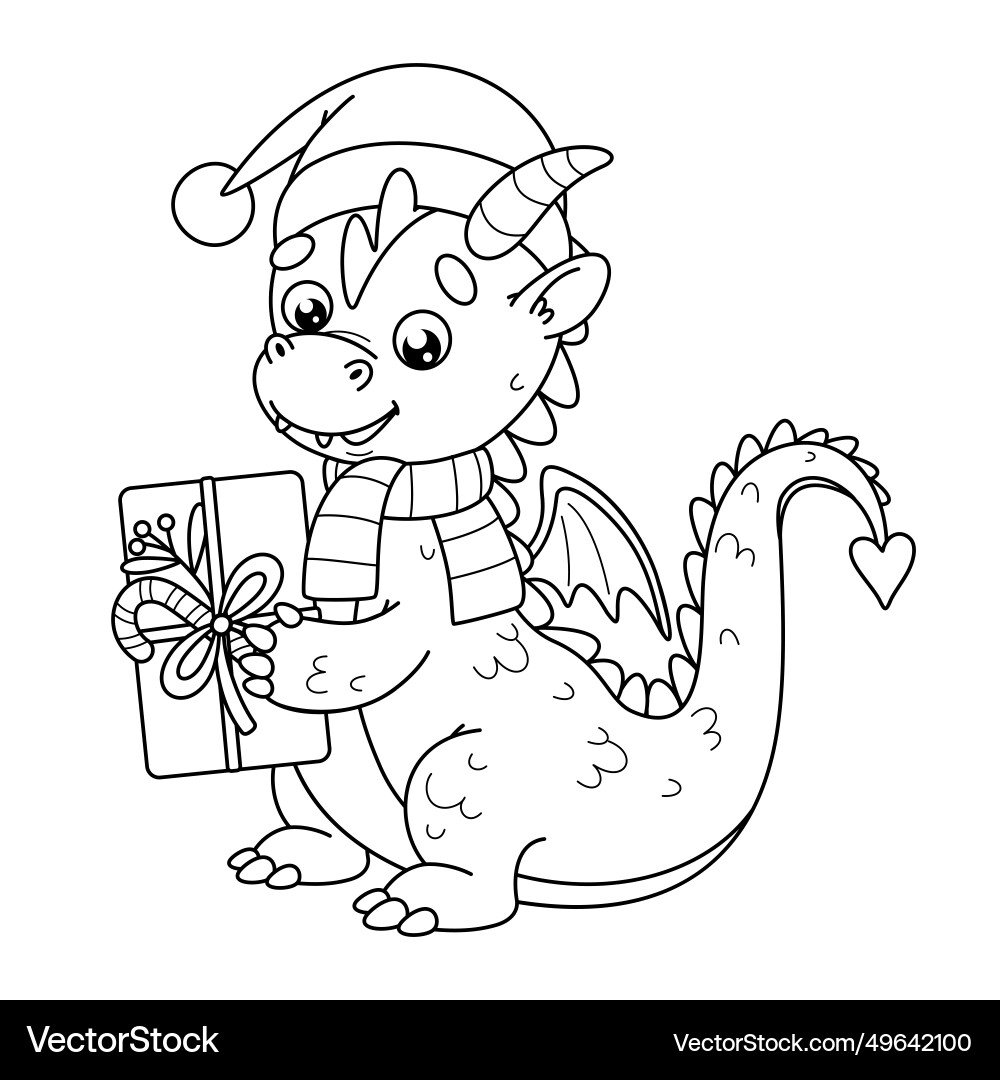 Chinese New Year Dragon Coloring Page vector image
