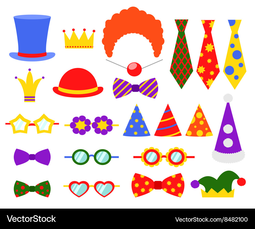 Circus Photo Booth Props Set Vektorbild