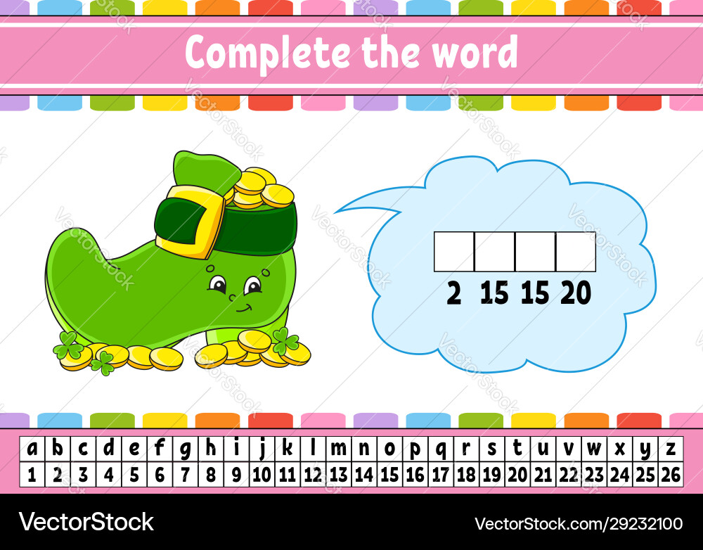 Complete words cipher code leprechaun boot Complete words cipher code leprechaun boot vector image