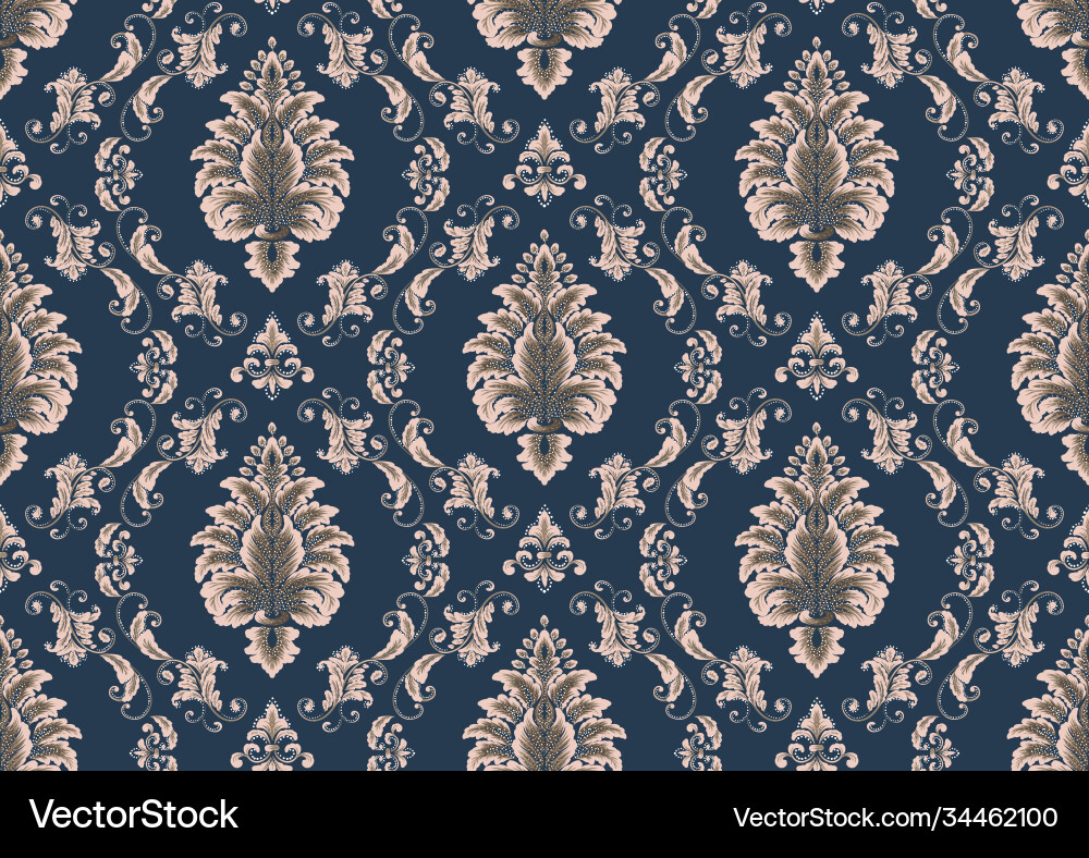 Damask seamless pattern element classical Damask seamless pattern element classical vector image