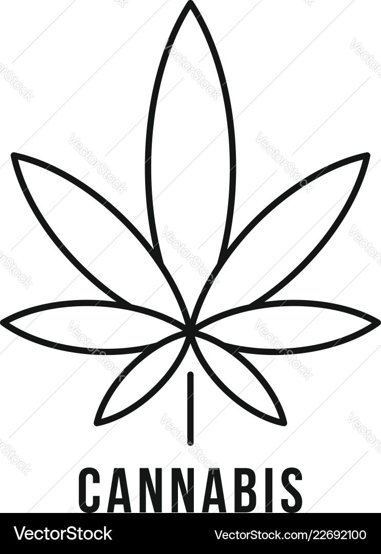 Fresh cannabis leaf logo outline style Fresh cannabis leaf logo outline style vector image