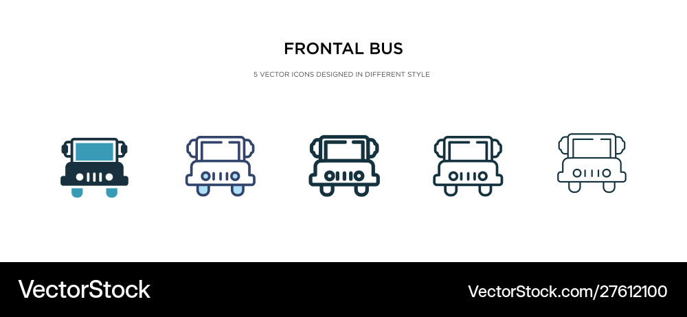 Frontal bus icon in different style two colored vector image