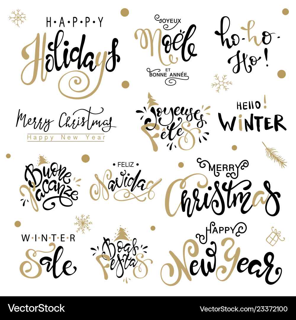 Happy new year big set greeting card Happy new year big set greeting card vector image
