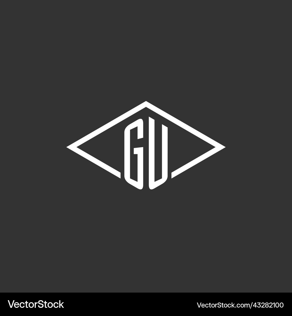 Initials gu logo monogram with simple diamond Vector Image