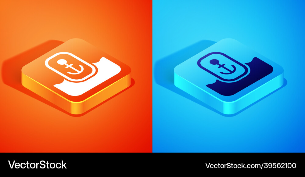 Isometric map pointer with anchor icon isolated Vector Image