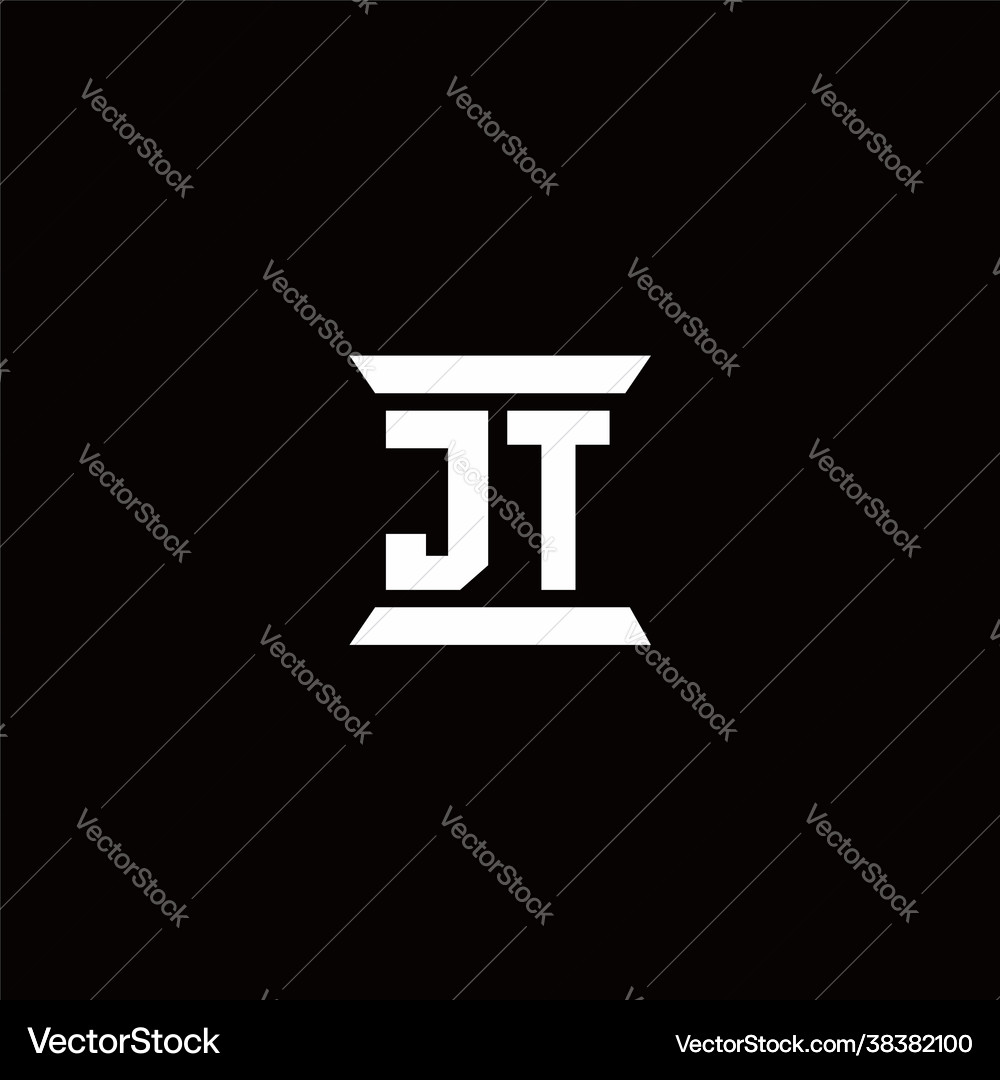 Jt logo monogram with pillar shape designs Vector Image