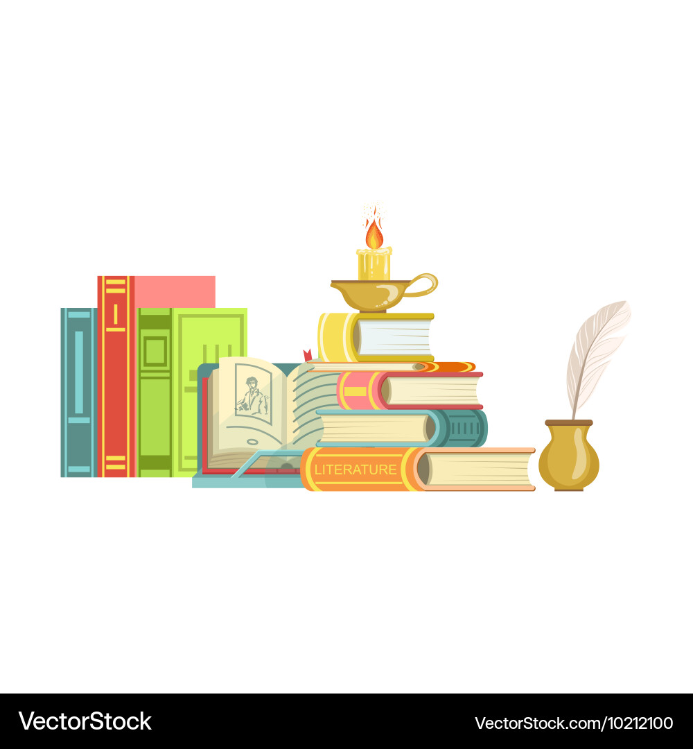 Literature class set of objects vector image
