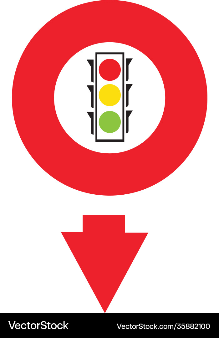 Map pointer traffic light signal - icon Vector Image