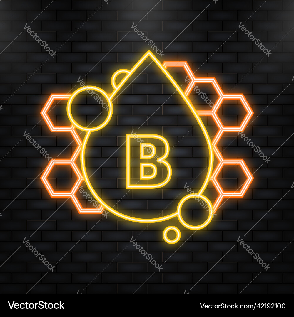 Neon icon vitamin b shining pill capcule Neon icon vitamin b shining pill capcule vector image