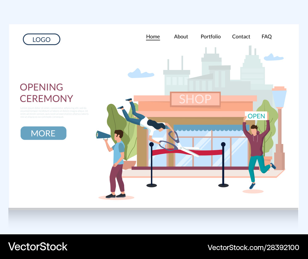 Opening ceremony website landing page Opening ceremony website landing page vector image