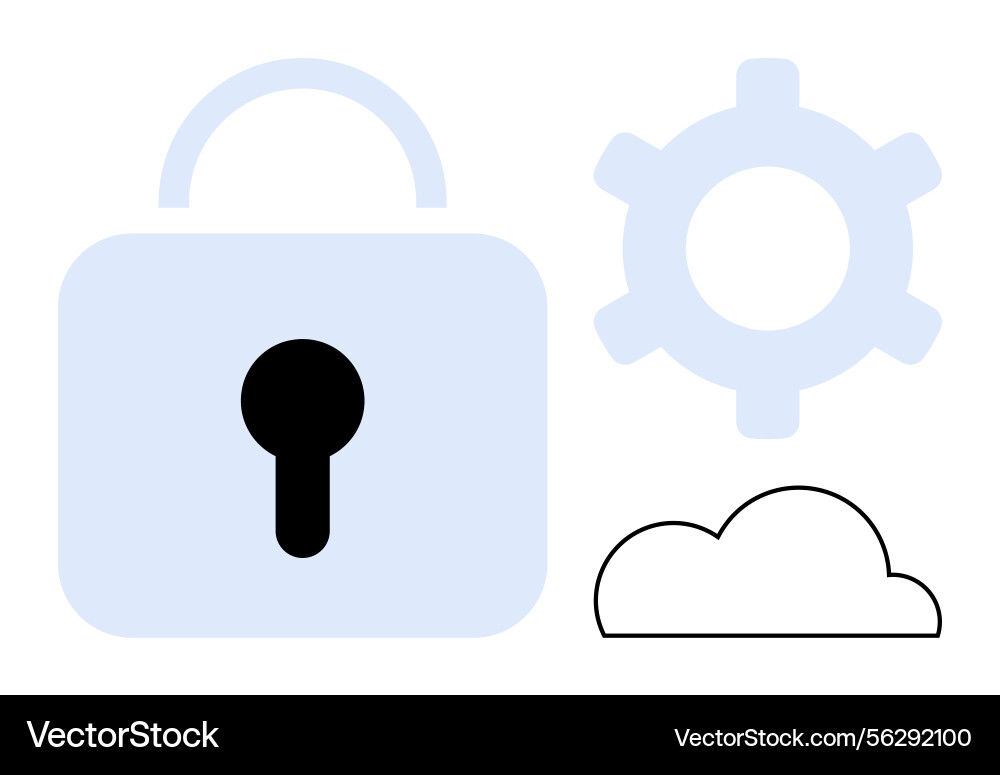 Secure cloud computing with lock gear Secure cloud computing with lock gear vector image