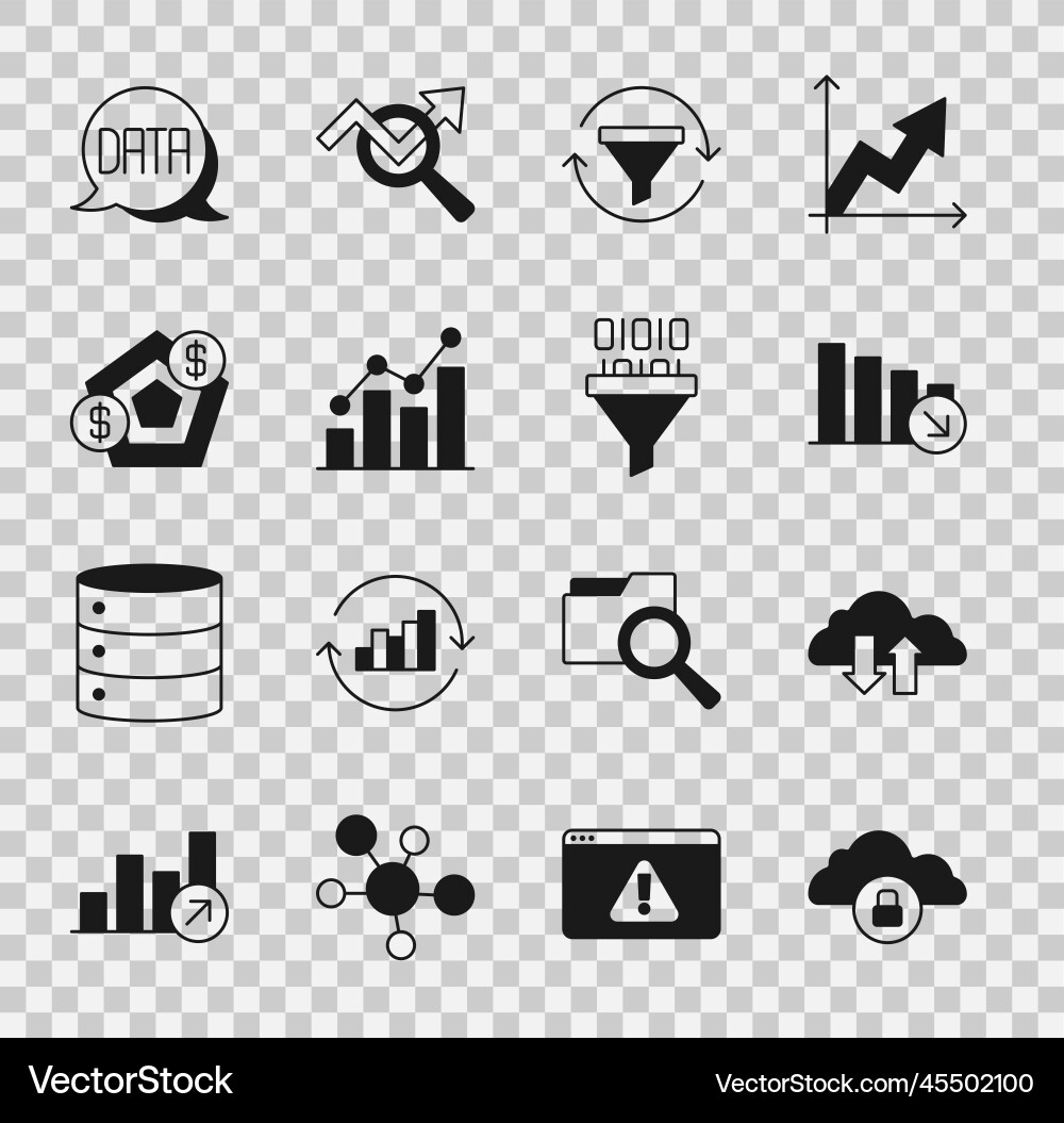 Set cloud computing lock download and upload Set cloud computing lock download and upload vector image