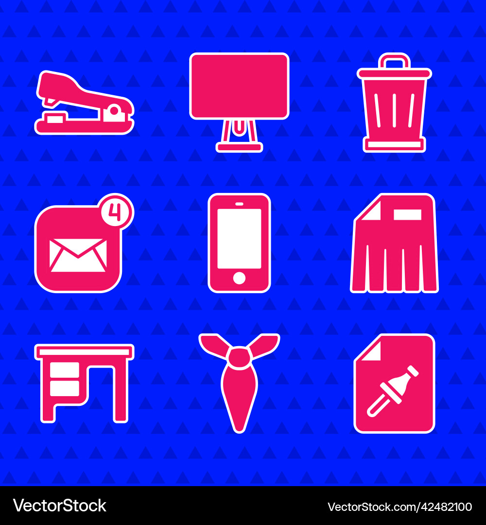Set mobile phone tie note paper with push button Set mobile phone tie note paper with push button vector image