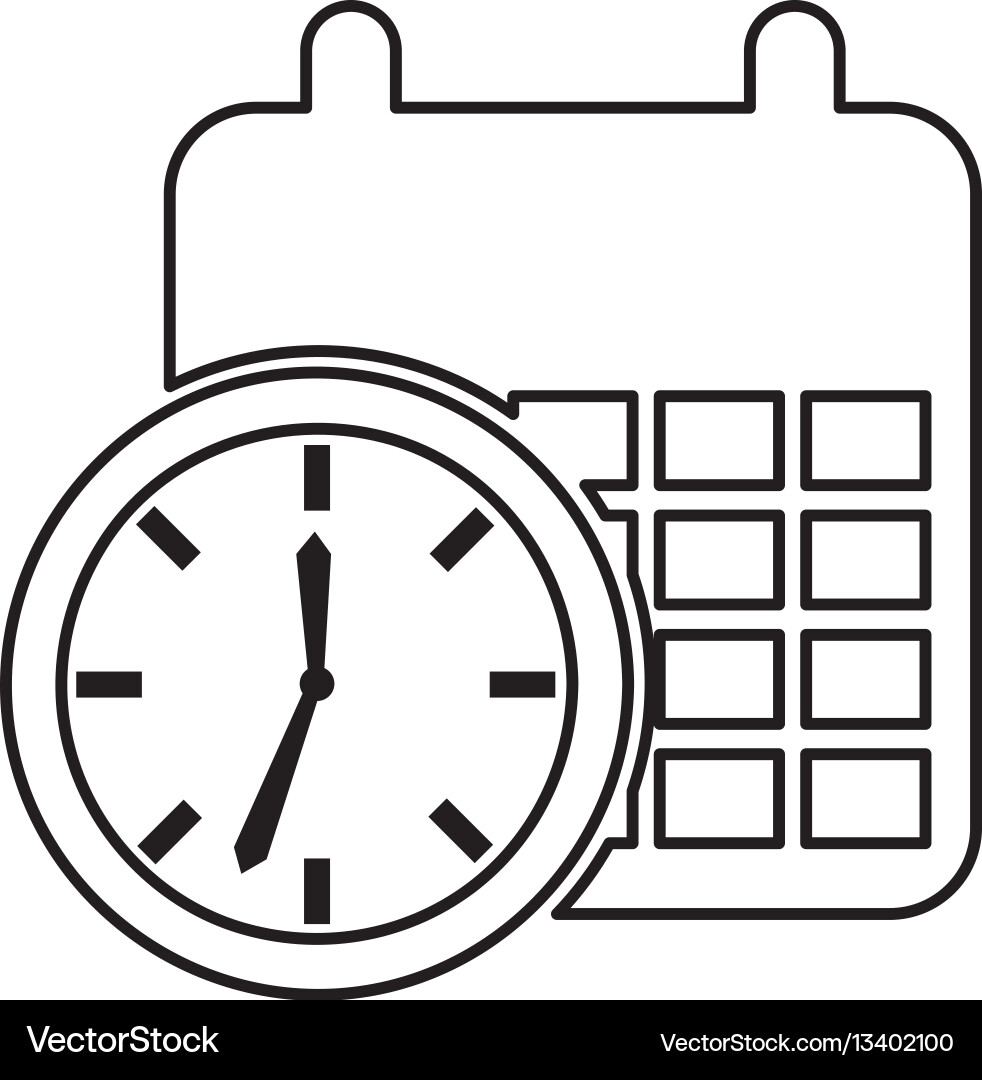 Time clock with calendar isolated icon vector image