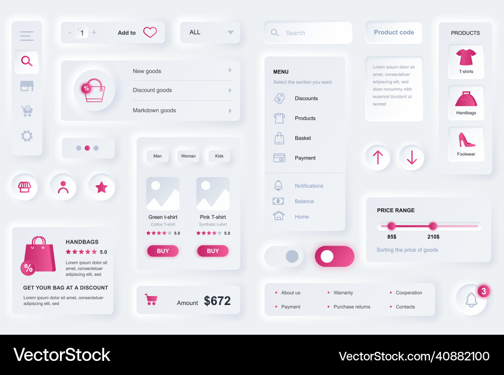 User interface elements for shopping mobile app User interface elements for shopping mobile app vector image