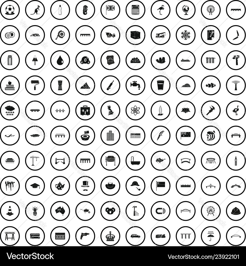 100 bridge icons set simple style vector image