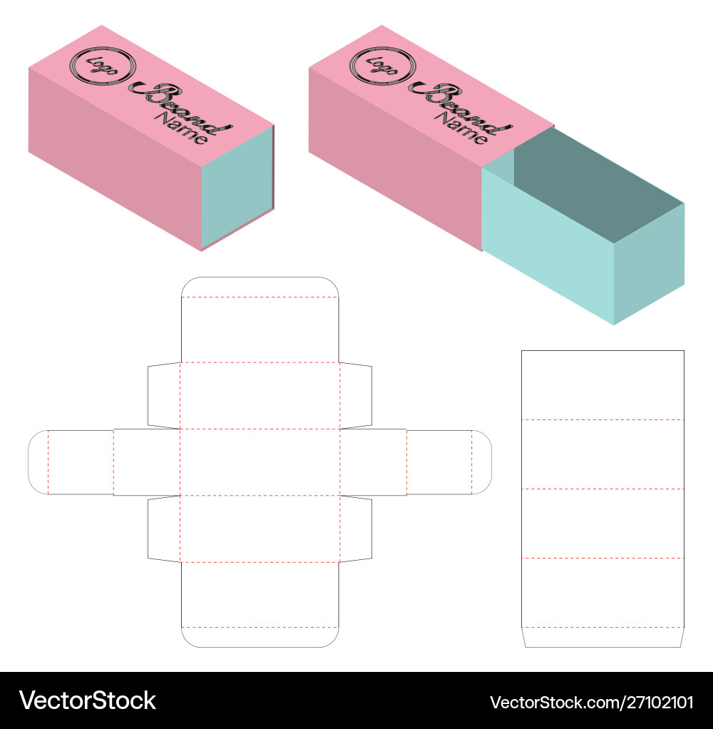 Box packaging die cut template design 3d mock-up Box packaging die cut template design 3d mock-up vector image
