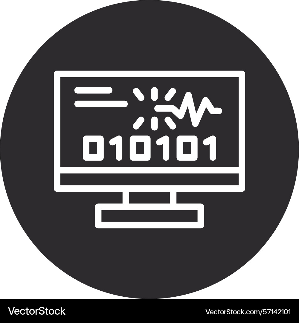 Byte spark inverted circle black Vector Image