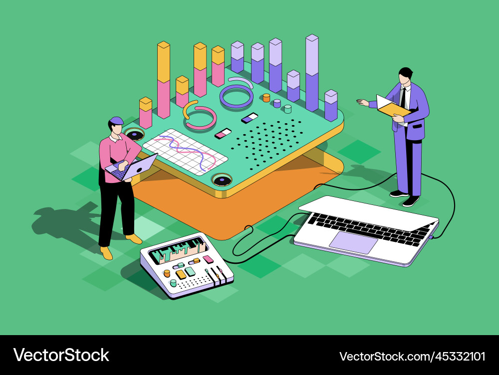 Data analysis concept in 3d isometric design Data analysis concept in 3d isometric design Vector Image