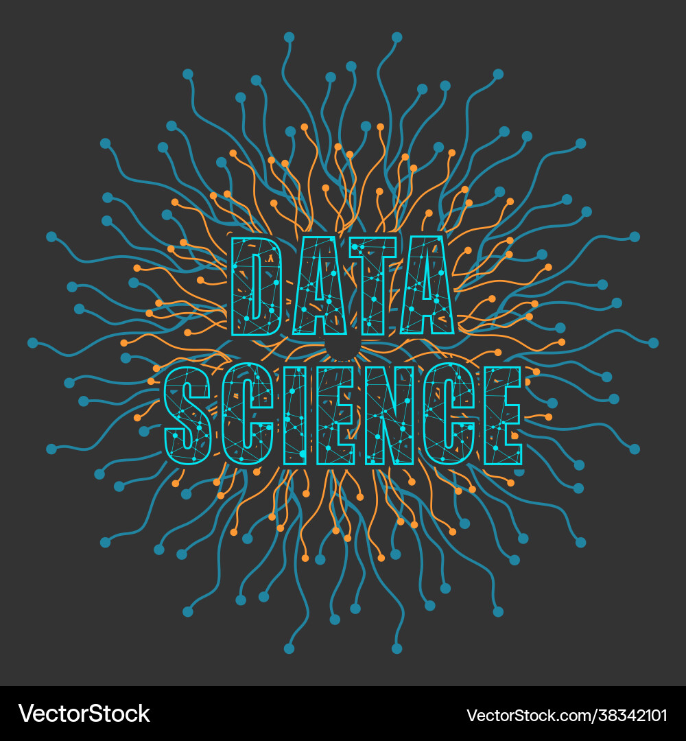 Data science text lines with dots connected style Data science text lines with dots connected style vector image