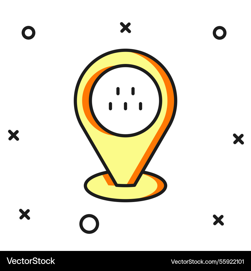 Filled outline map pointer with taxi car icon Filled outline map pointer with taxi car icon Vector Image