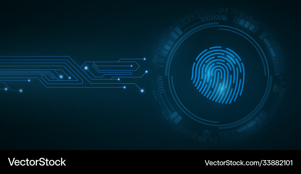 High-tech fingerprint for computer system security vector image