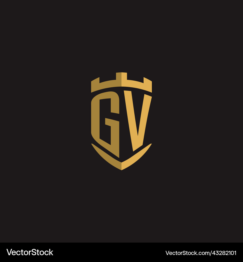 Initials gv logo monogram with shield style design Initials gv logo monogram with shield style design Vector Image