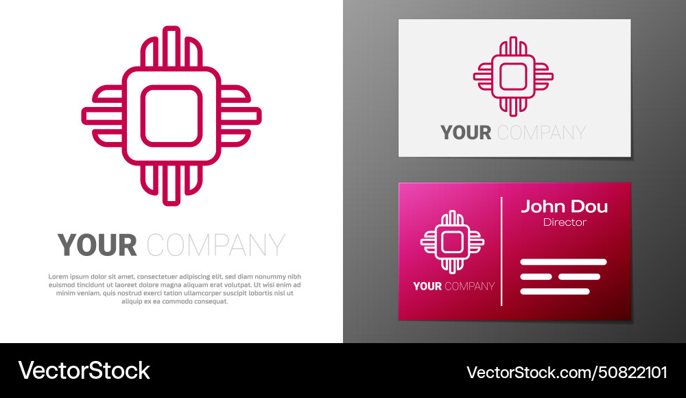 Logotype line computer processor Logotype line computer processor vector image