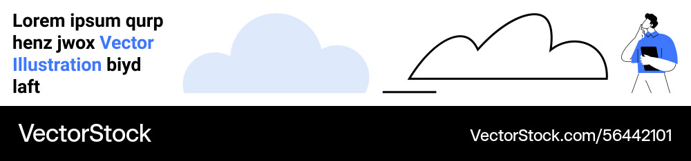 Man contemplating cloud shapes with notebook Vector Image