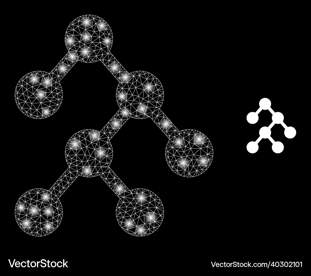 Mesh net binary tree with bright network vector image