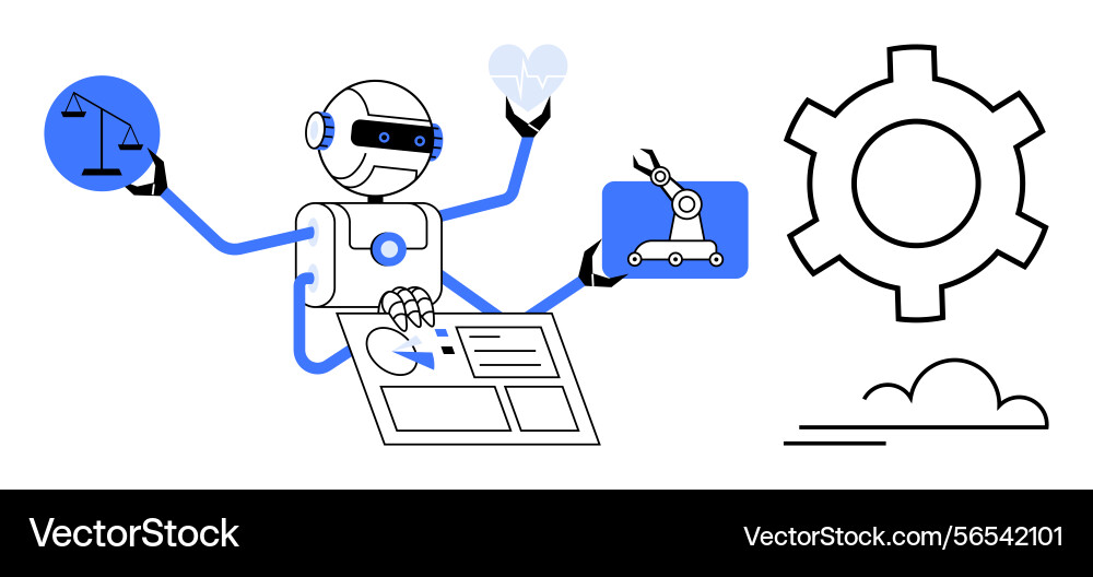Multitasking Roboter Verwaltung Datenautomatisierung Multitasking Roboter Verwaltung Datenautomatisierung vektorbild