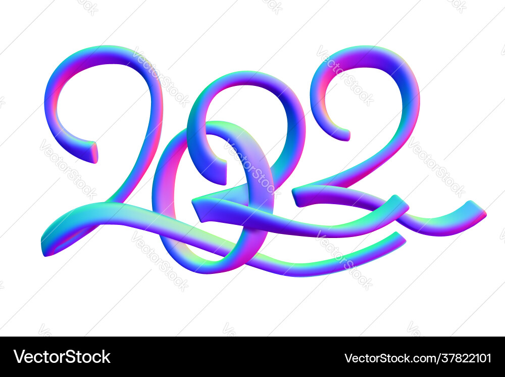 Neon 3d lettering 2022 happy new year isolated Neon 3d lettering 2022 happy new year isolated vector image