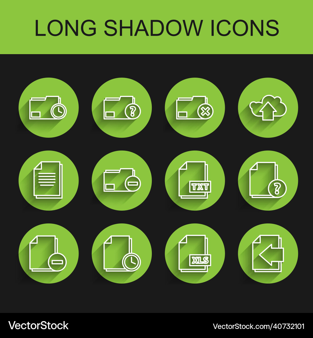 Set line document with minus clock folder xls Set line document with minus clock folder xls vector image