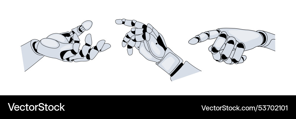 Set of robotic arms in different gesture Set of robotic arms in different gesture vector image