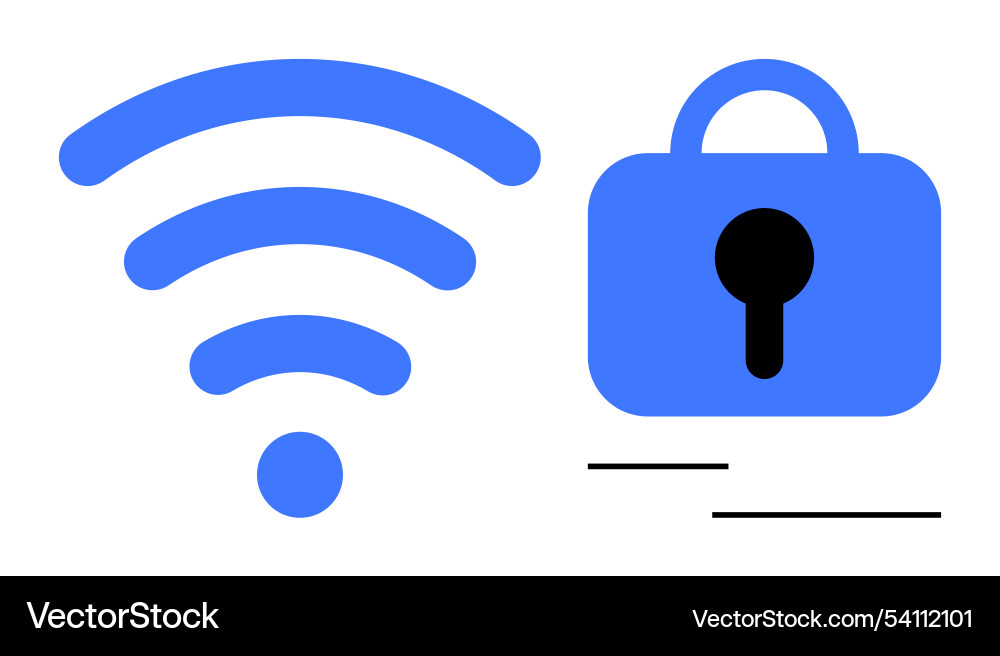 Wireless connectivity and security lock visual Vector Image