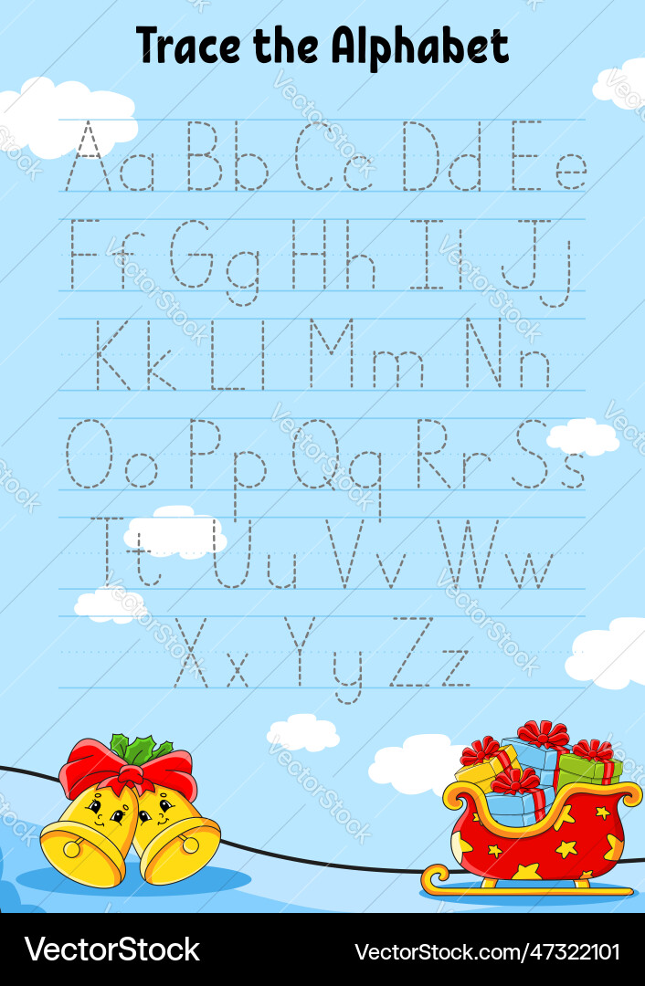 Writing letters tracing page practice sheet Writing letters tracing page practice sheet vector image