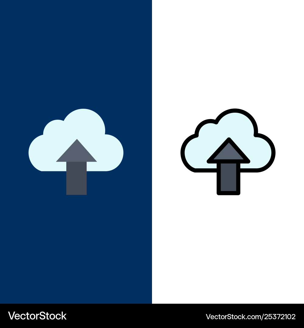 Arrow upload up cloud icons flat and line filled Vector Image