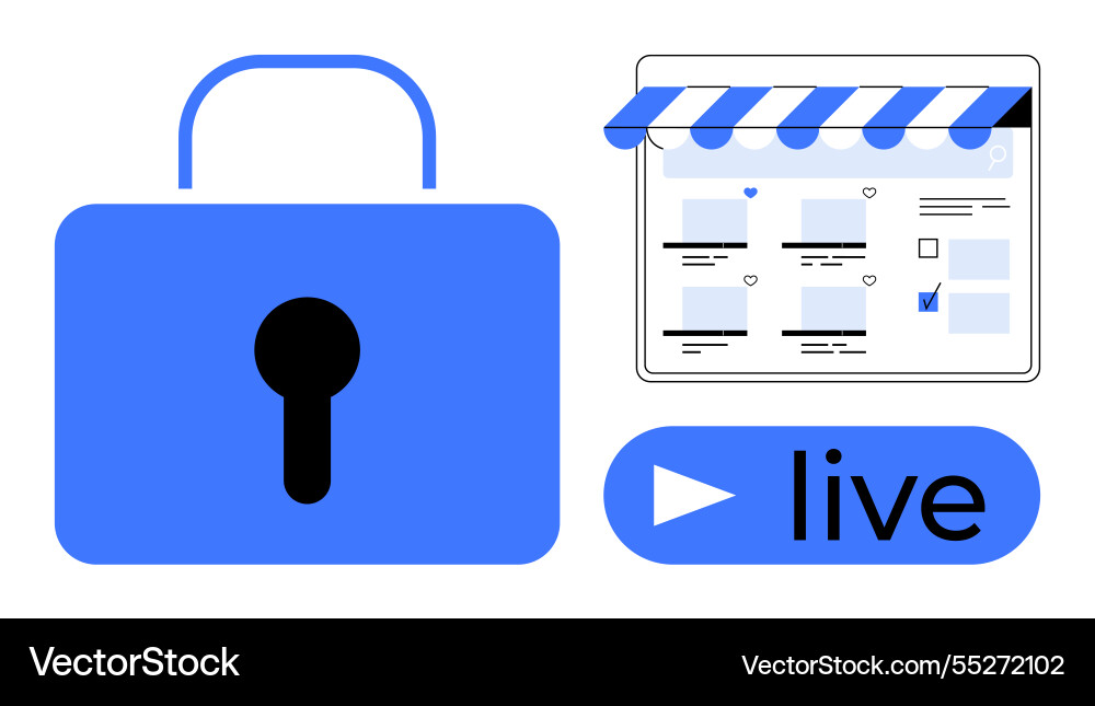 Blue lock browser window with tabs and live Blue lock browser window with tabs and live vector image