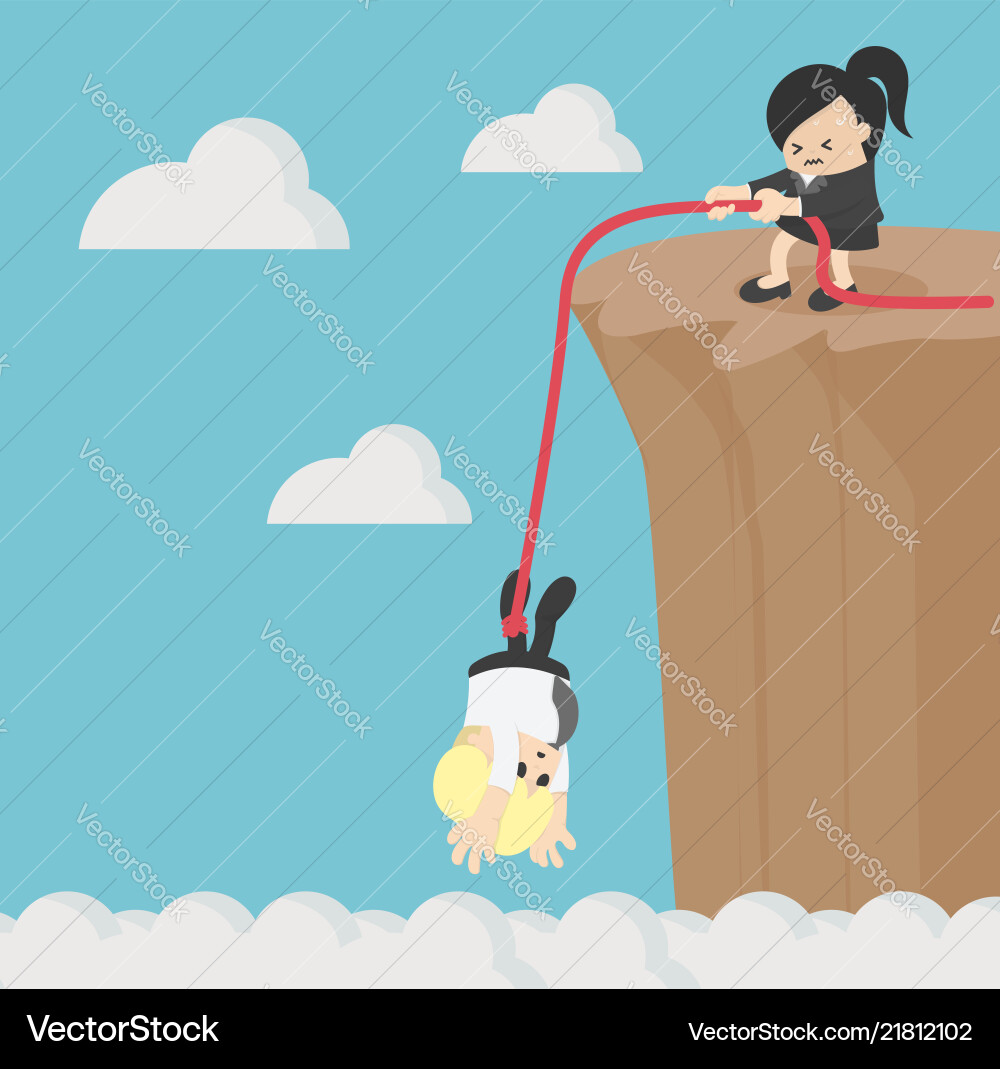 Business woman help friends fall Business woman help friends fall vector image
