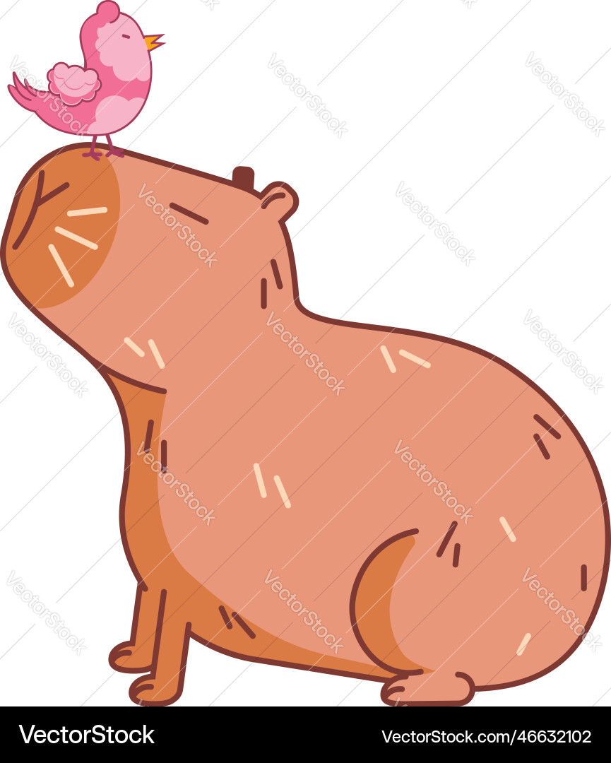 Capybara with bird Vector Image