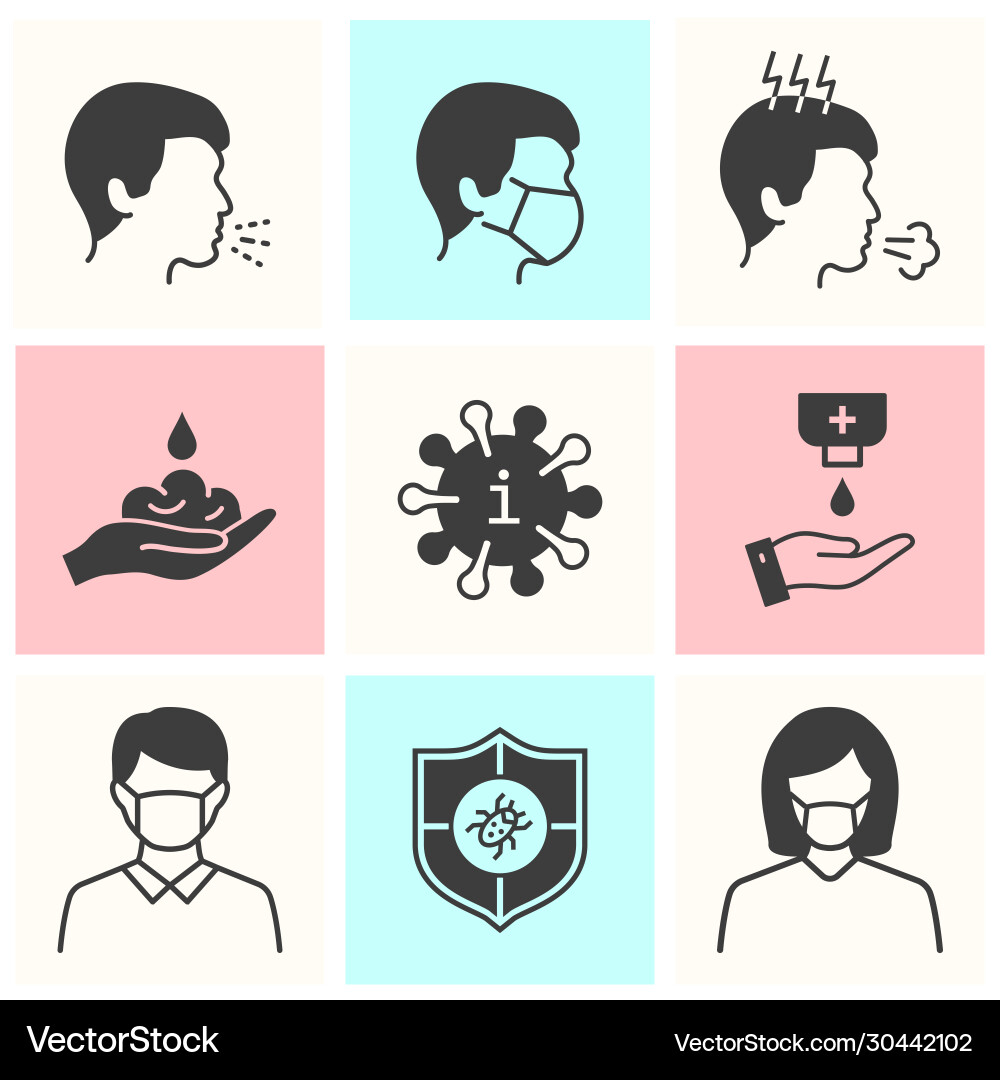 Coronavirus icon set isolated Royalty Free Vector Image